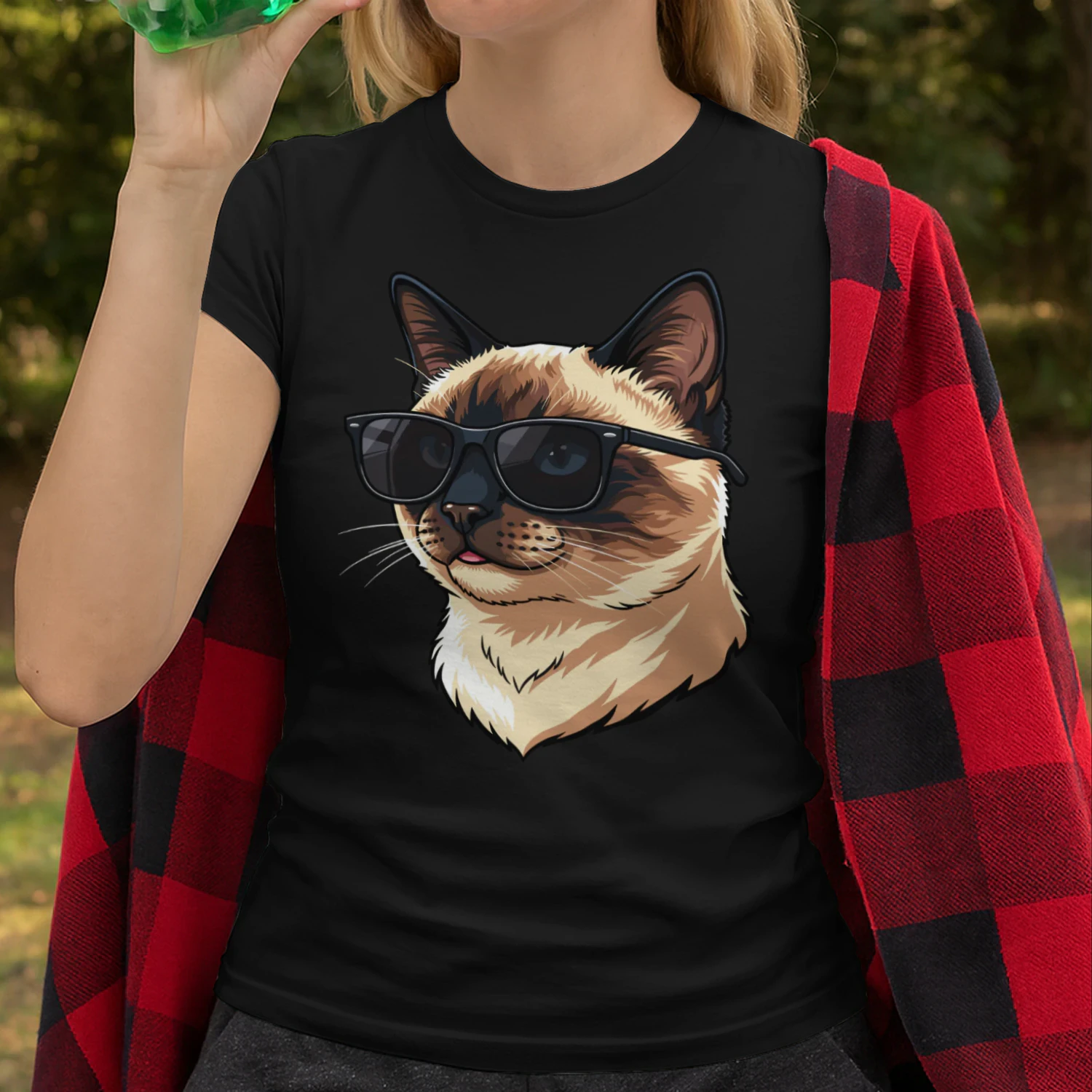 Cool Siamese Cat Wearing Sunglasses Retro Cute Pet Graphic