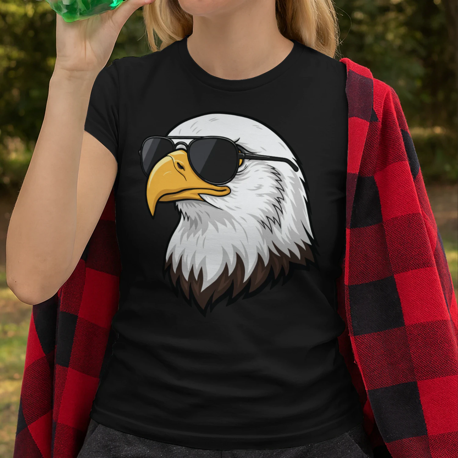 Cool Bald Eagle Wearing Black Aviator Sunglasses Patriotic Graphic