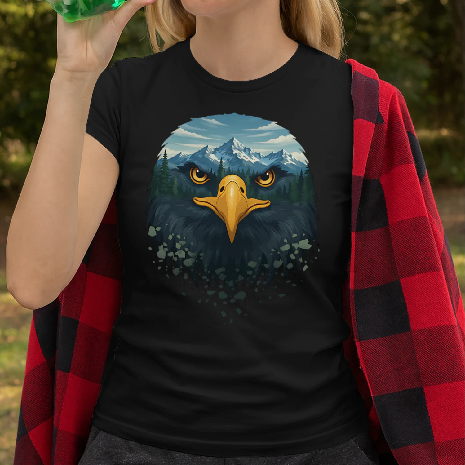 Majestic Eagle Mountain Forest Double Exposure Outdoor Nature Graphic