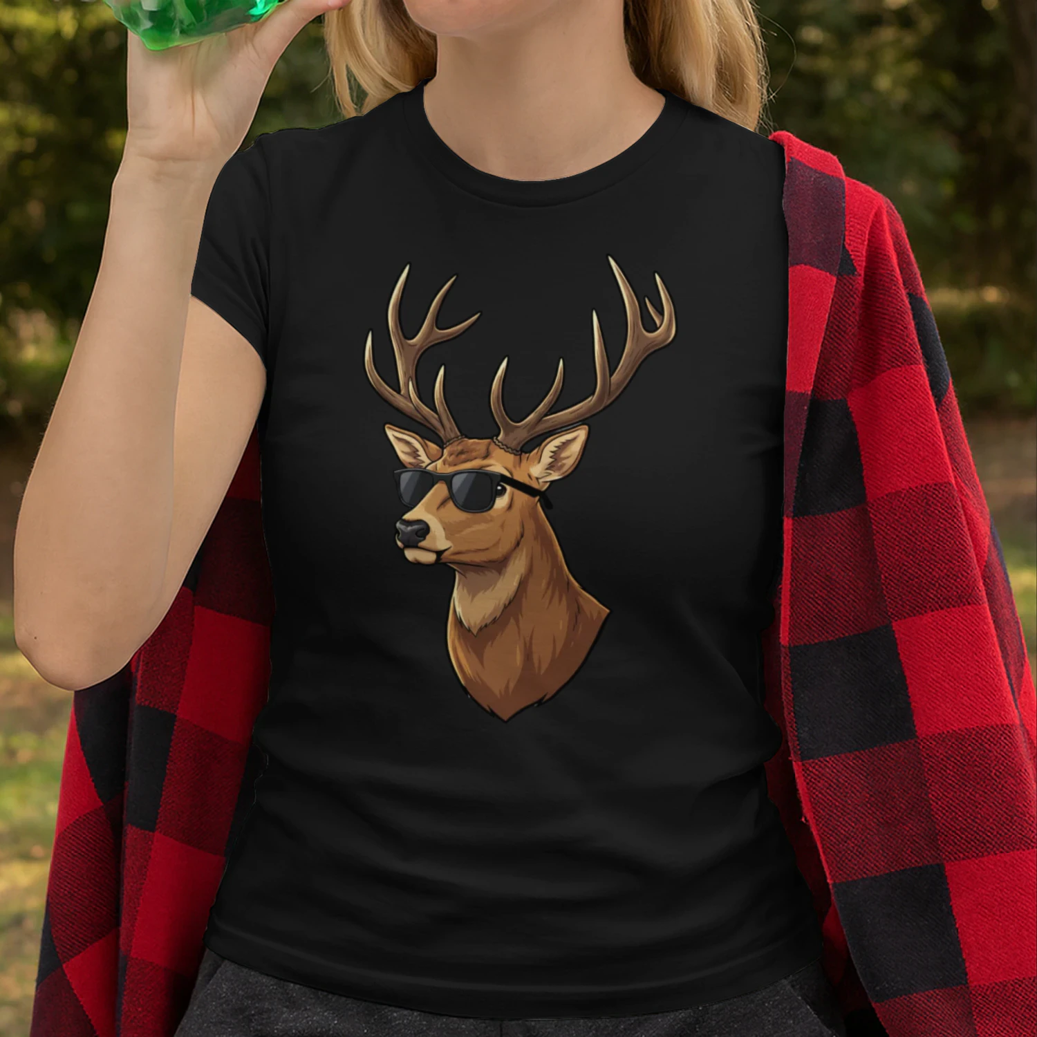 Cool Buck Deer Wearing Black Sunglasses Retro Hunting Graphic
