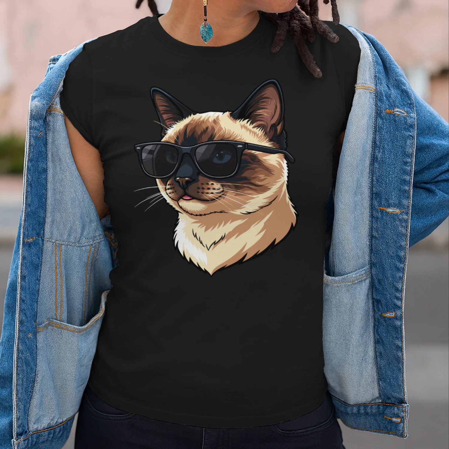 Cool Siamese Cat Wearing Sunglasses Retro Cute Pet Graphic
