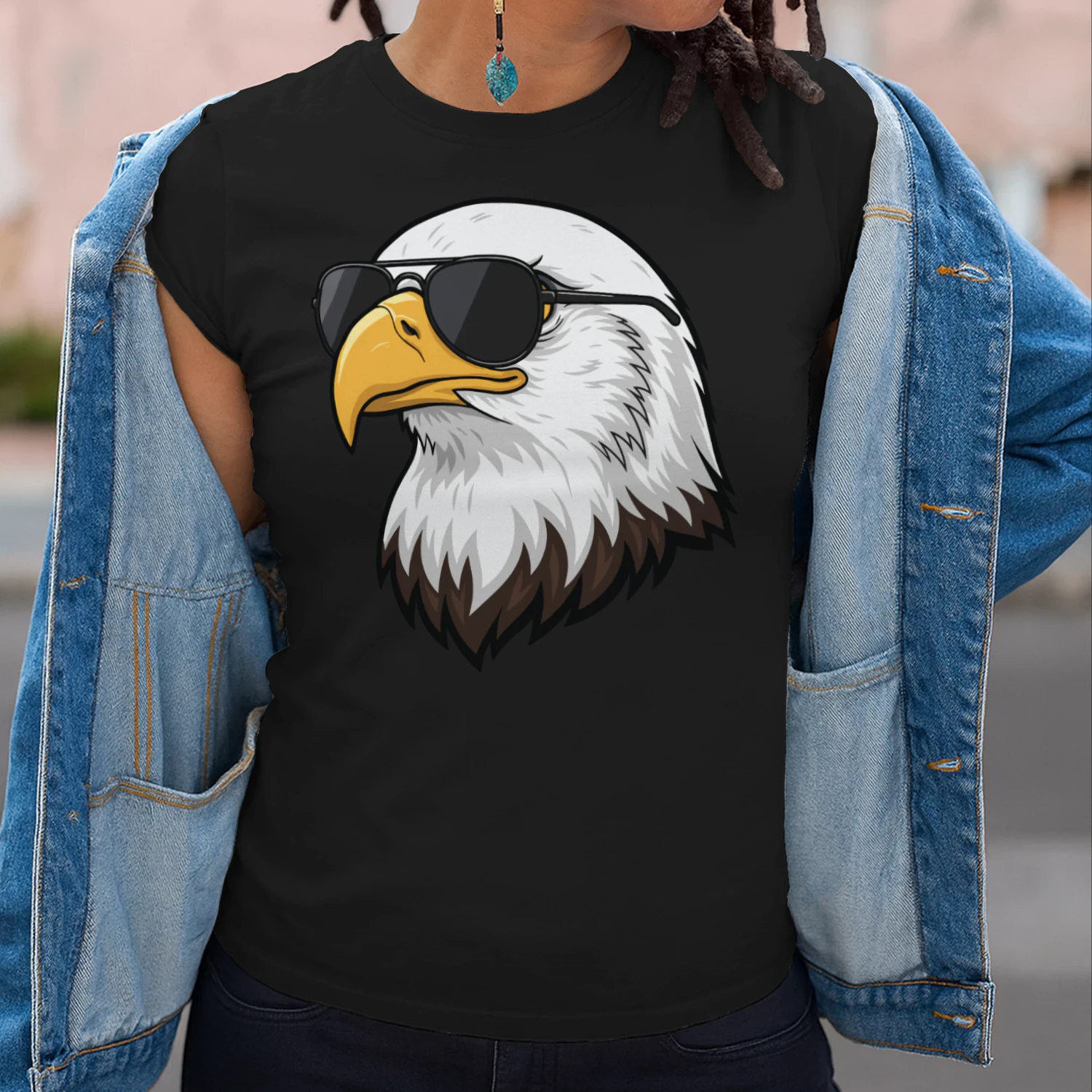 Cool Bald Eagle Wearing Black Aviator Sunglasses Patriotic Graphic