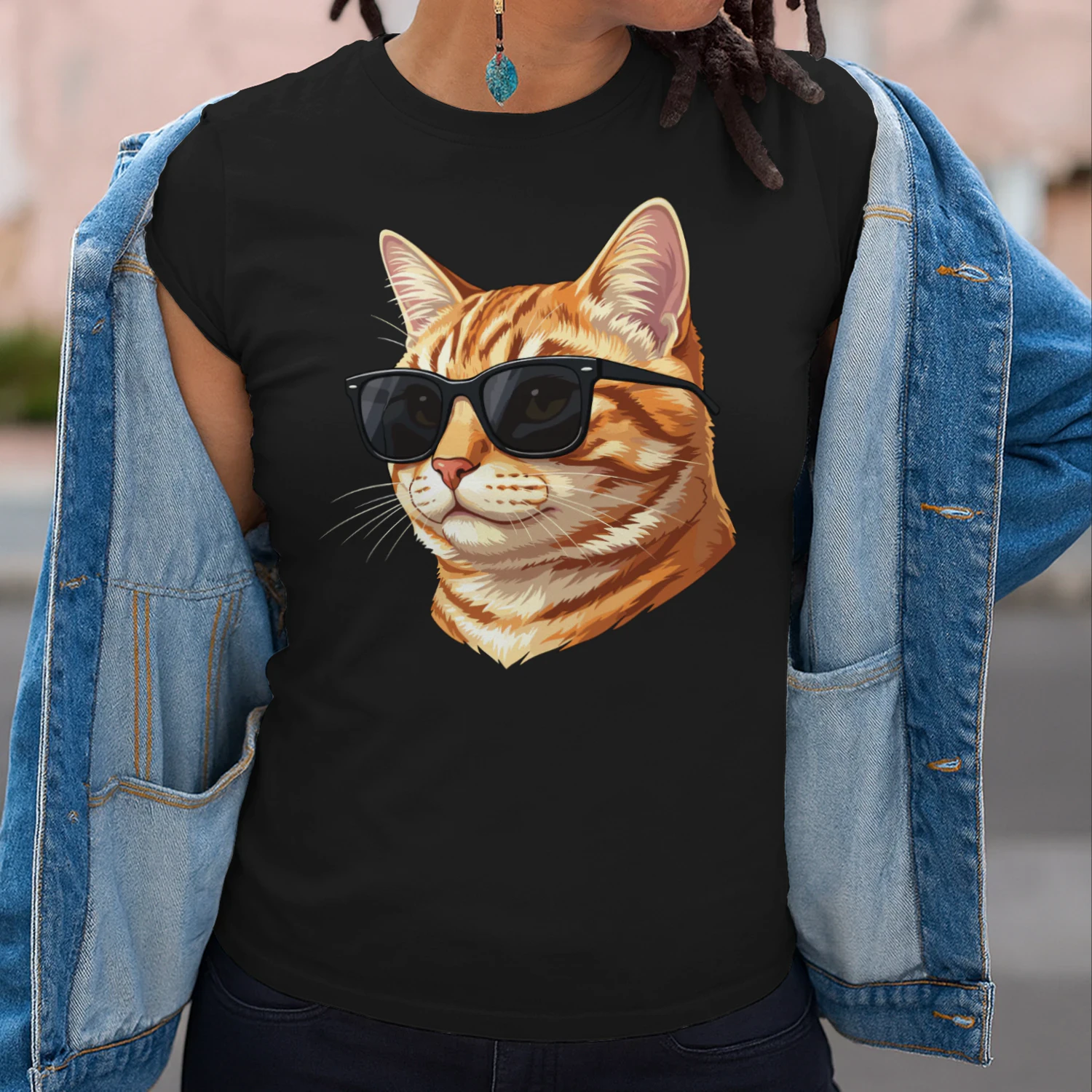 Cool Orange Tabby Cat Wearing Sunglasses Retro Cute Pet Graphic