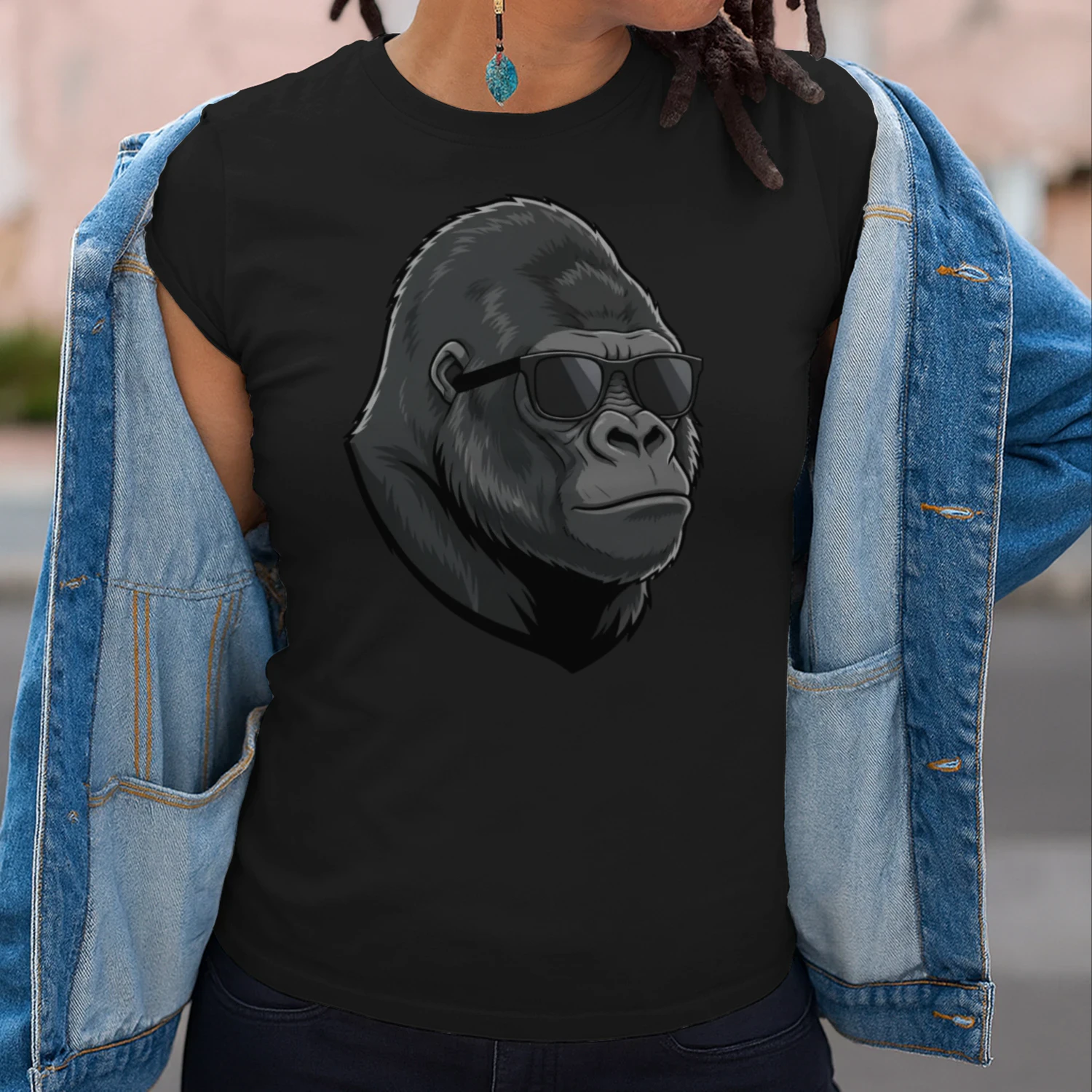 Cool Gorilla Wearing Black Sunglasses Retro Silverback Graphic