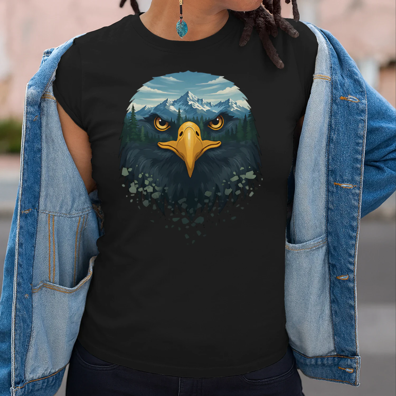 Majestic Eagle Mountain Forest Double Exposure Outdoor Nature Graphic