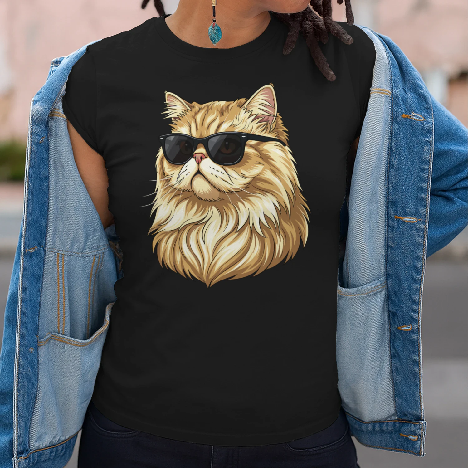 Cool Persian Cat Wearing Sunglasses Retro Cute Pet Graphic