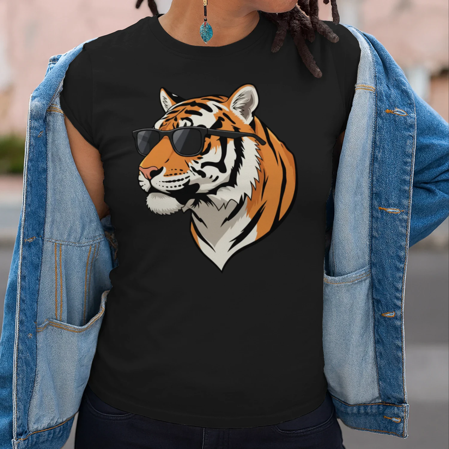 Cool Tiger Wearing Black Sunglasses Retro Wildlife Graphic