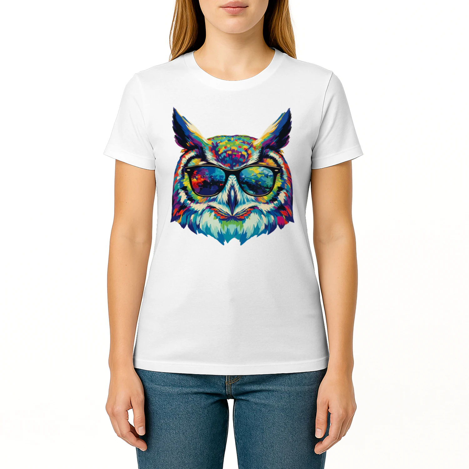Cool Colorful Owl Wearing Black Sunglasses Pop Art Retro Owl Head Graphic