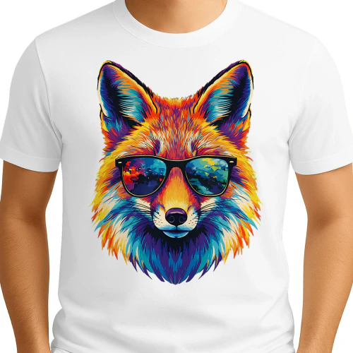 Cool Colorful Fox Wearing Black Sunglasses Pop Art Retro Fox Head Graphic