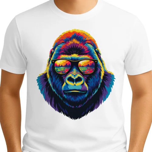 Cool Colorful Gorilla Wearing Black Sunglasses Pop Art Retro Gorilla Graphic