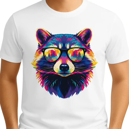 Cool Colorful Raccoon Wearing Black Sunglasses Pop Art Retro Raccoon Graphic