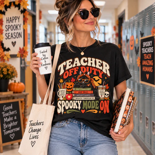 Teacher Off Duty Spooky Mode On Halloween Shirt