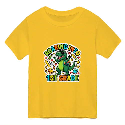 Roaring Into 1st Grade Dinosaur Kids T-Shirt