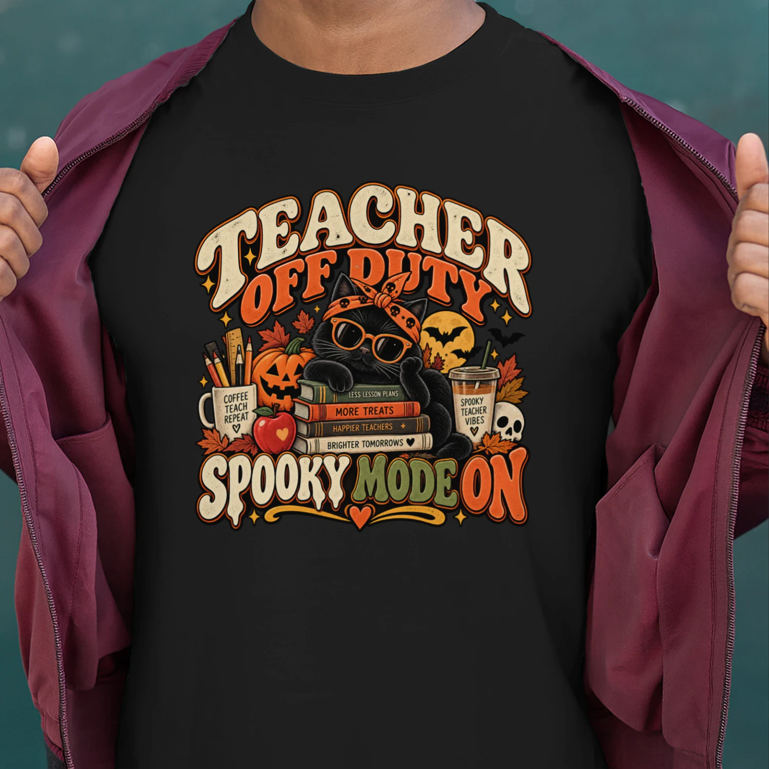 Teacher Off Duty Spooky Mode On Halloween Shirt