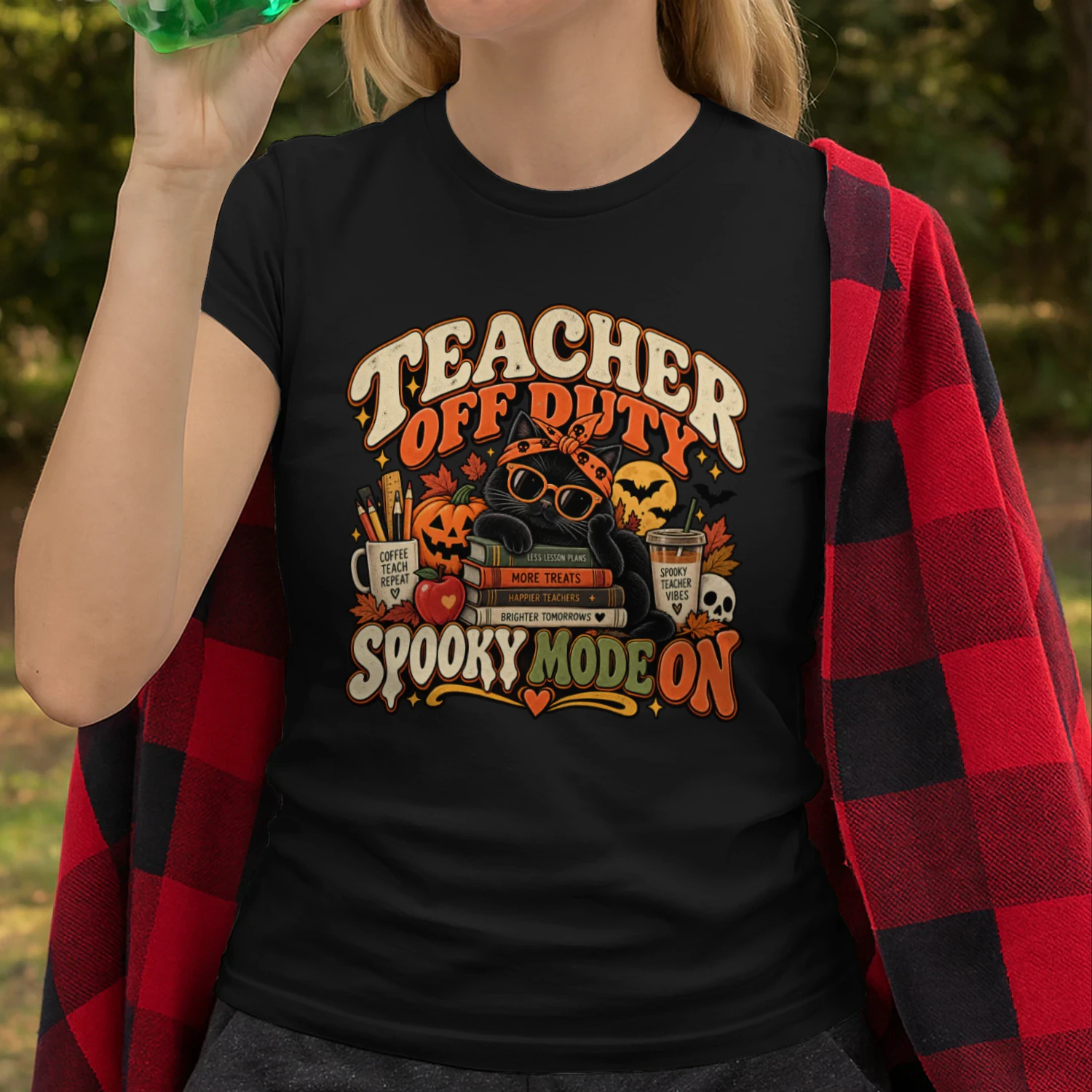 Teacher Off Duty Spooky Mode On Halloween Shirt