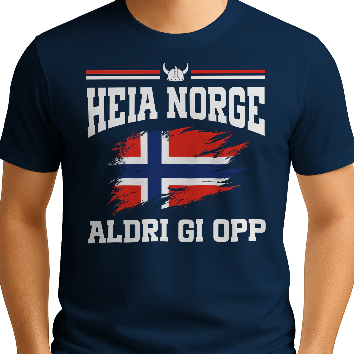 Heia Norge Aldri Gi Opp T-Skjorte – Stolt Norsk Supporter T-Shirt