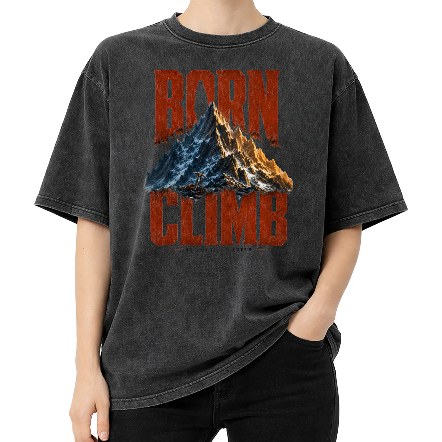 Born To Climb Graphic Tee | Not Made Forged Mountaineering Shirt | Bold Distressed Mountain Design