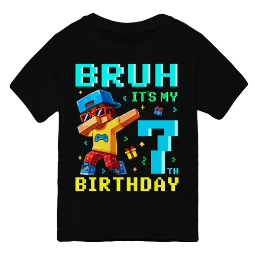 Bruh Its My 7th Birthday Pixel Gamer Boys