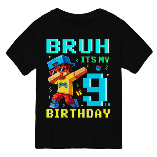 Bruh Its My 9th Birthday Pixel Gamer boys