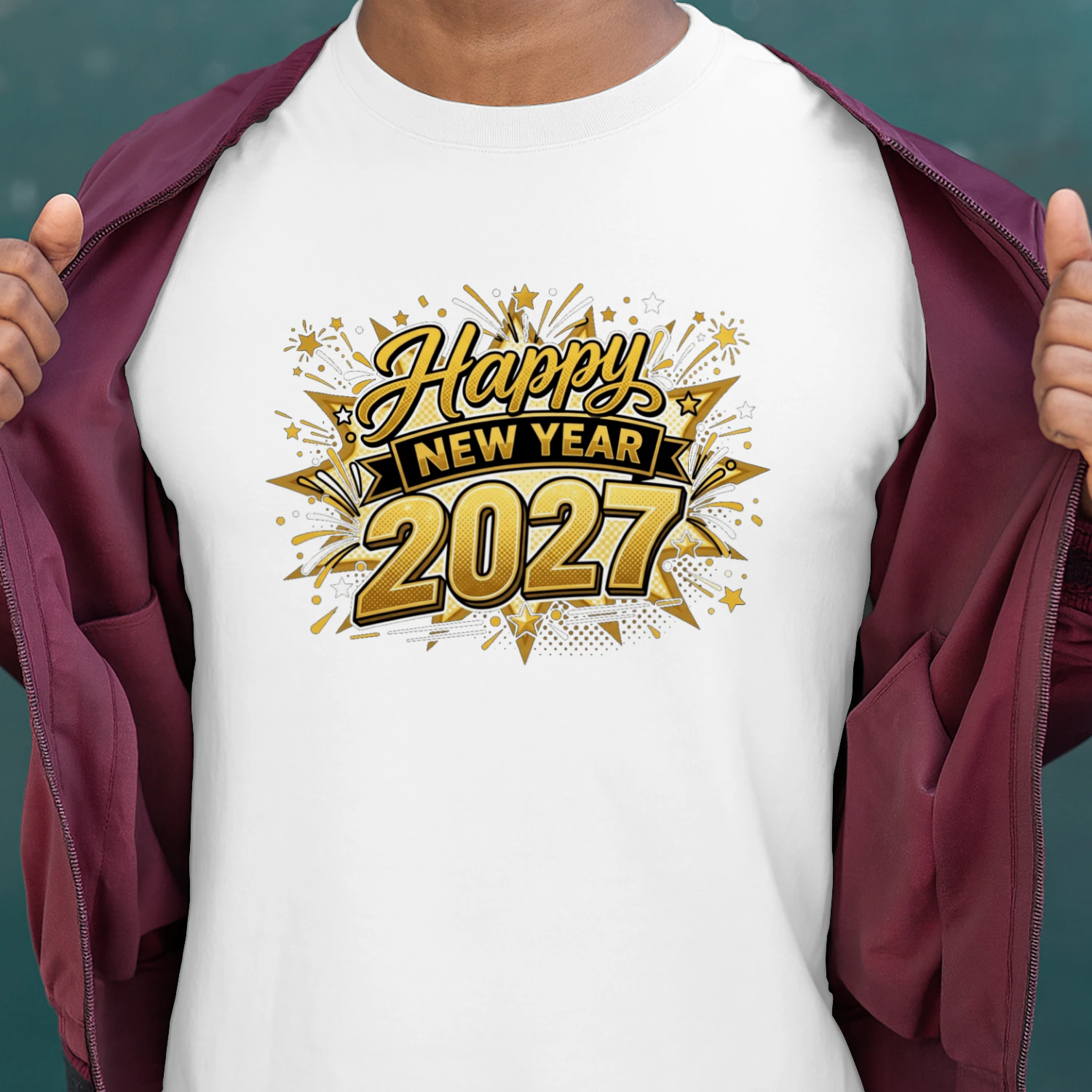Happy New Year 2027 Gold Fireworks T-Shirt  