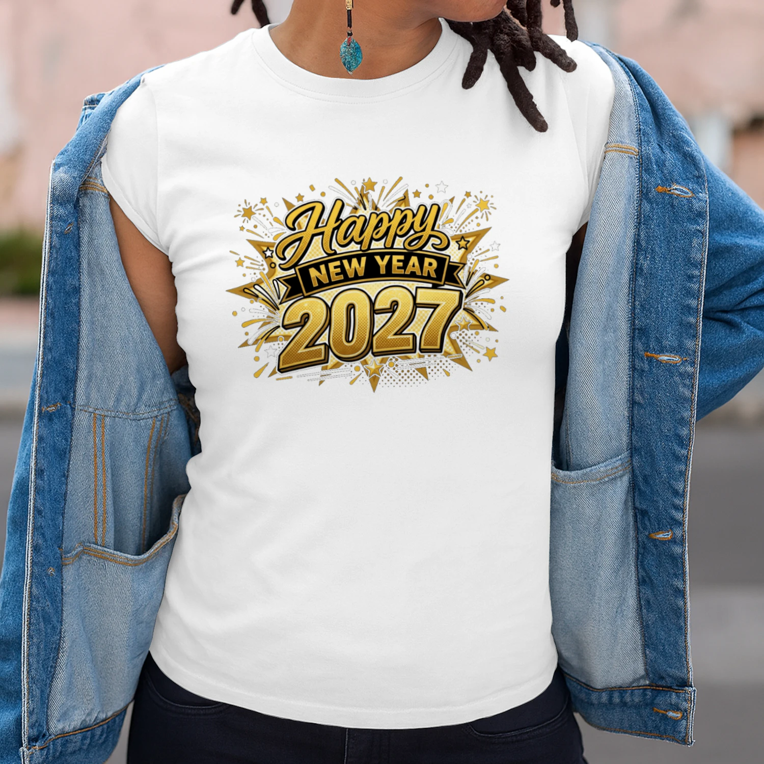 Happy New Year 2027 Gold Fireworks T-Shirt  