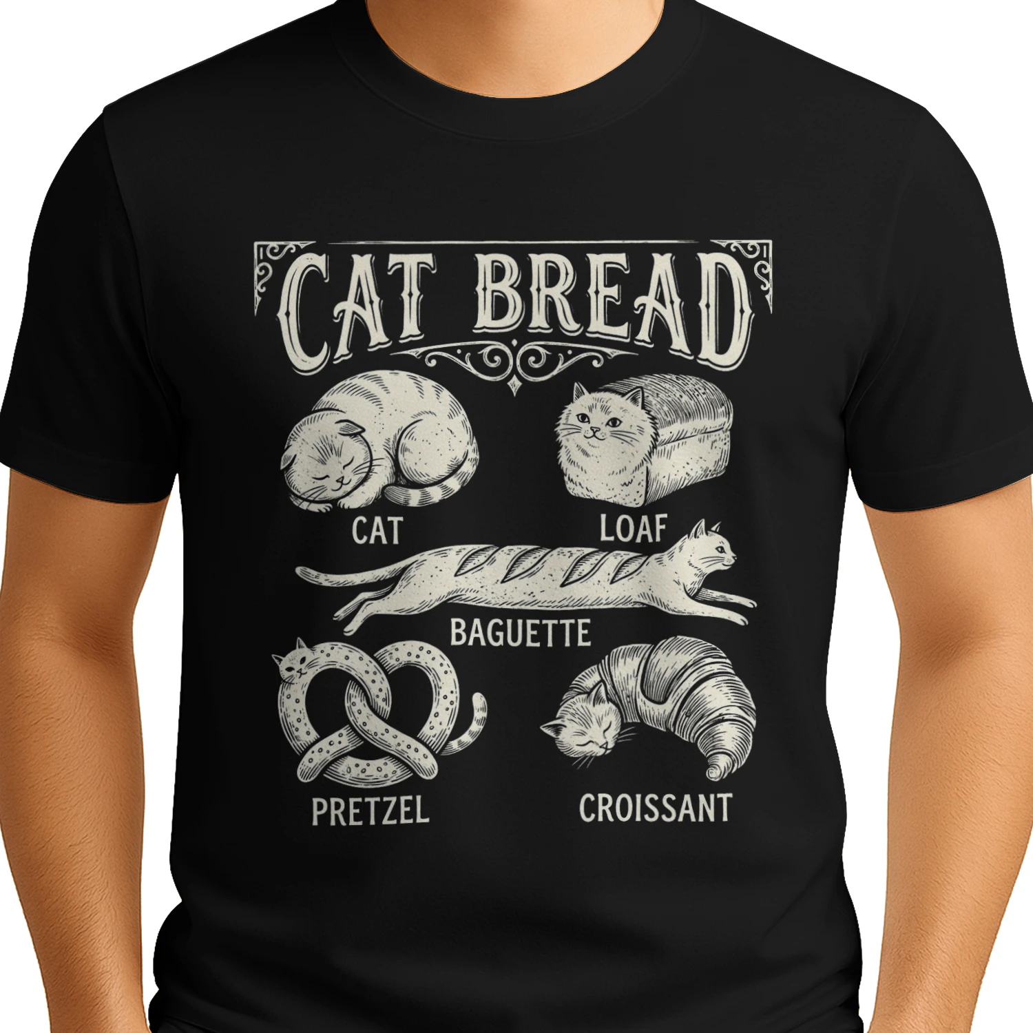 Vintage Cat Bread Funny Cat Lover T-Shirt