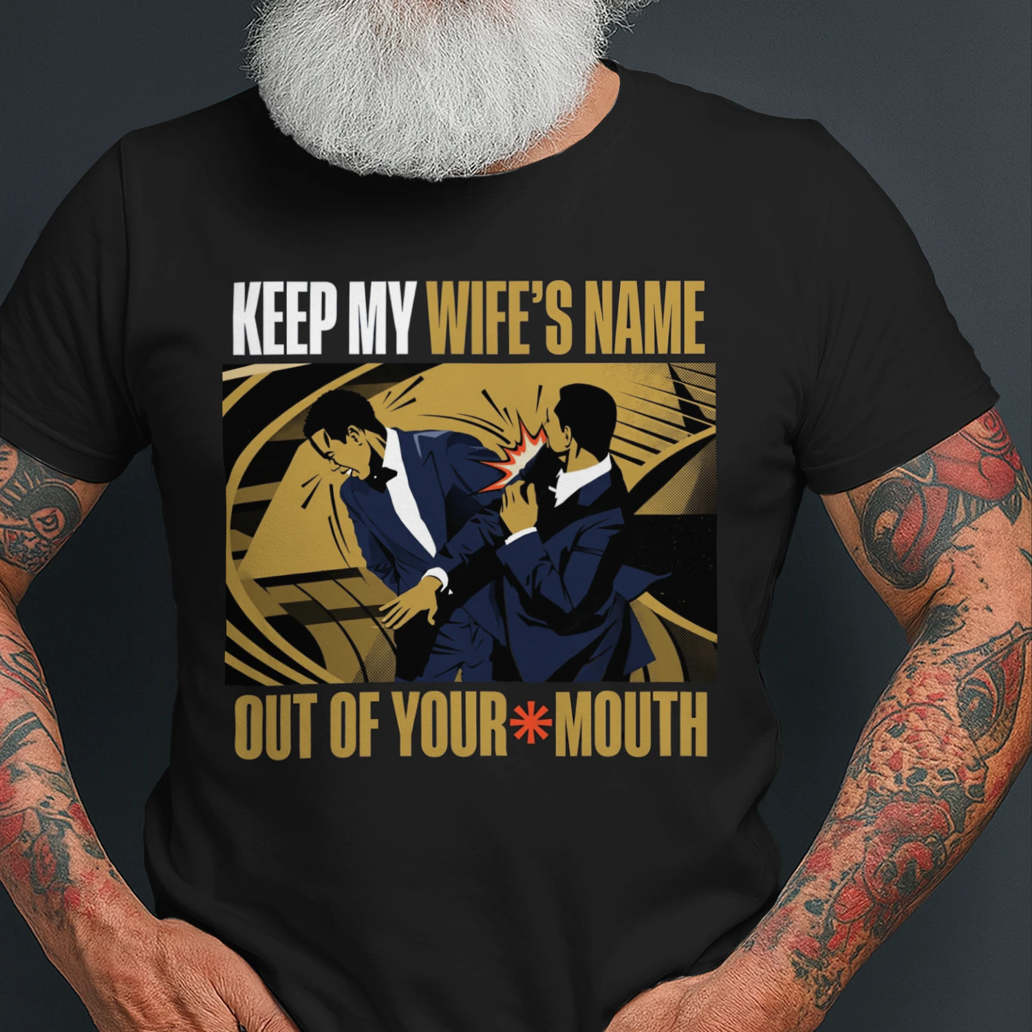 Sarcastic Fight Scene T-Shirt – Keep My Wife’s Name Out of Your Mouth