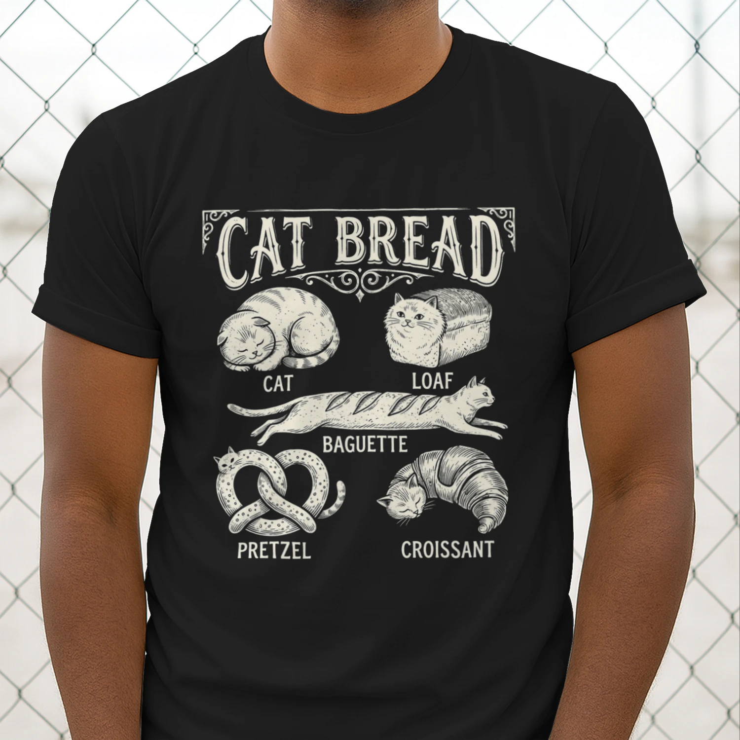 Vintage Cat Bread Funny Cat Lover T-Shirt