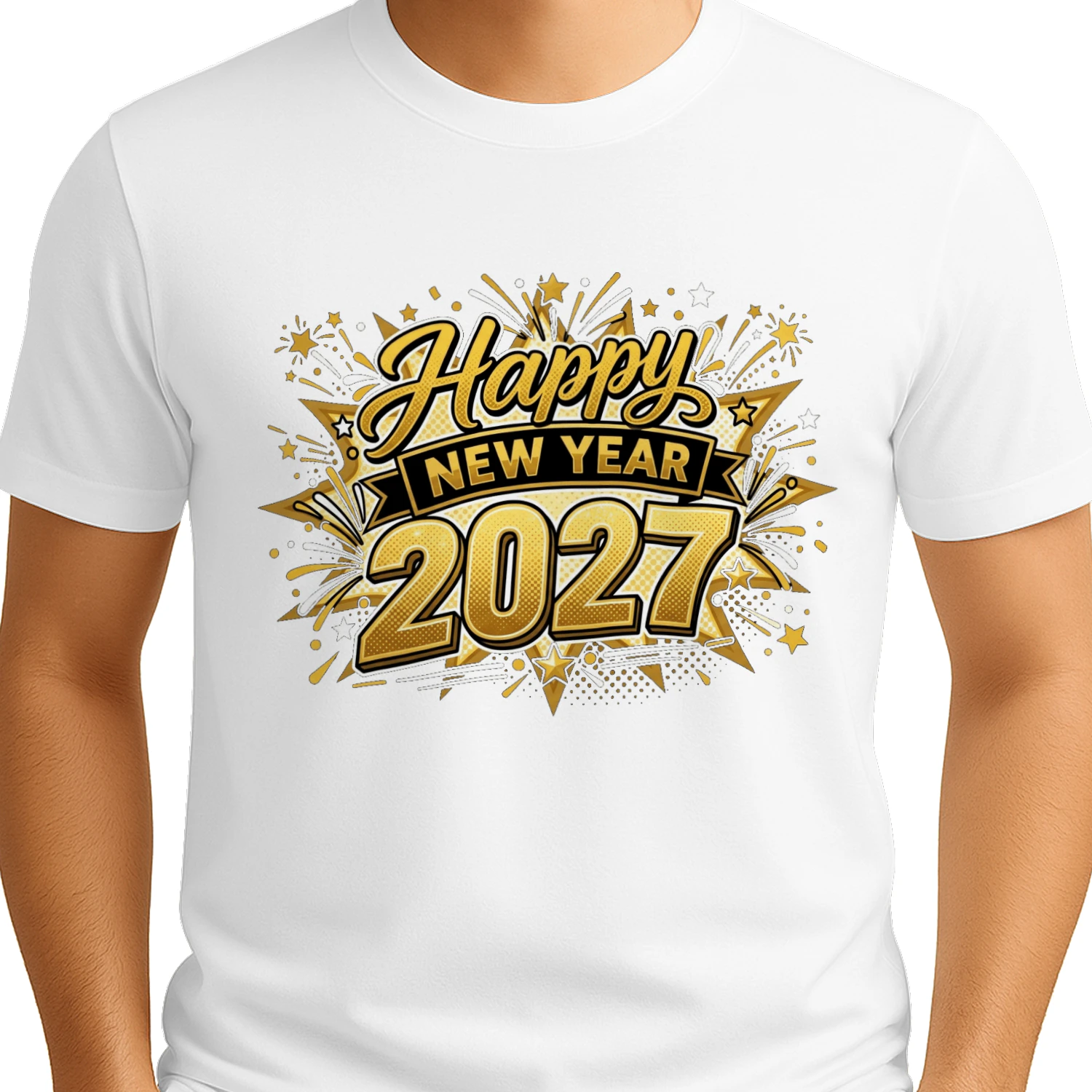 Happy New Year 2027 Gold Fireworks T-Shirt  
