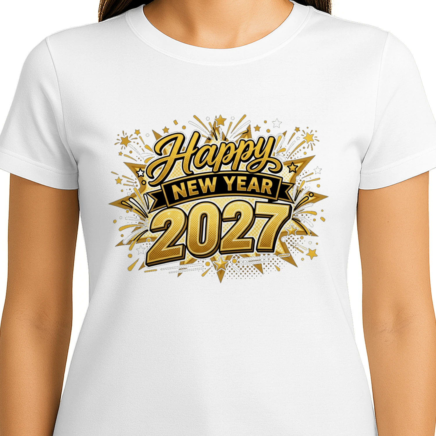 Happy New Year 2027 Gold Fireworks T-Shirt  