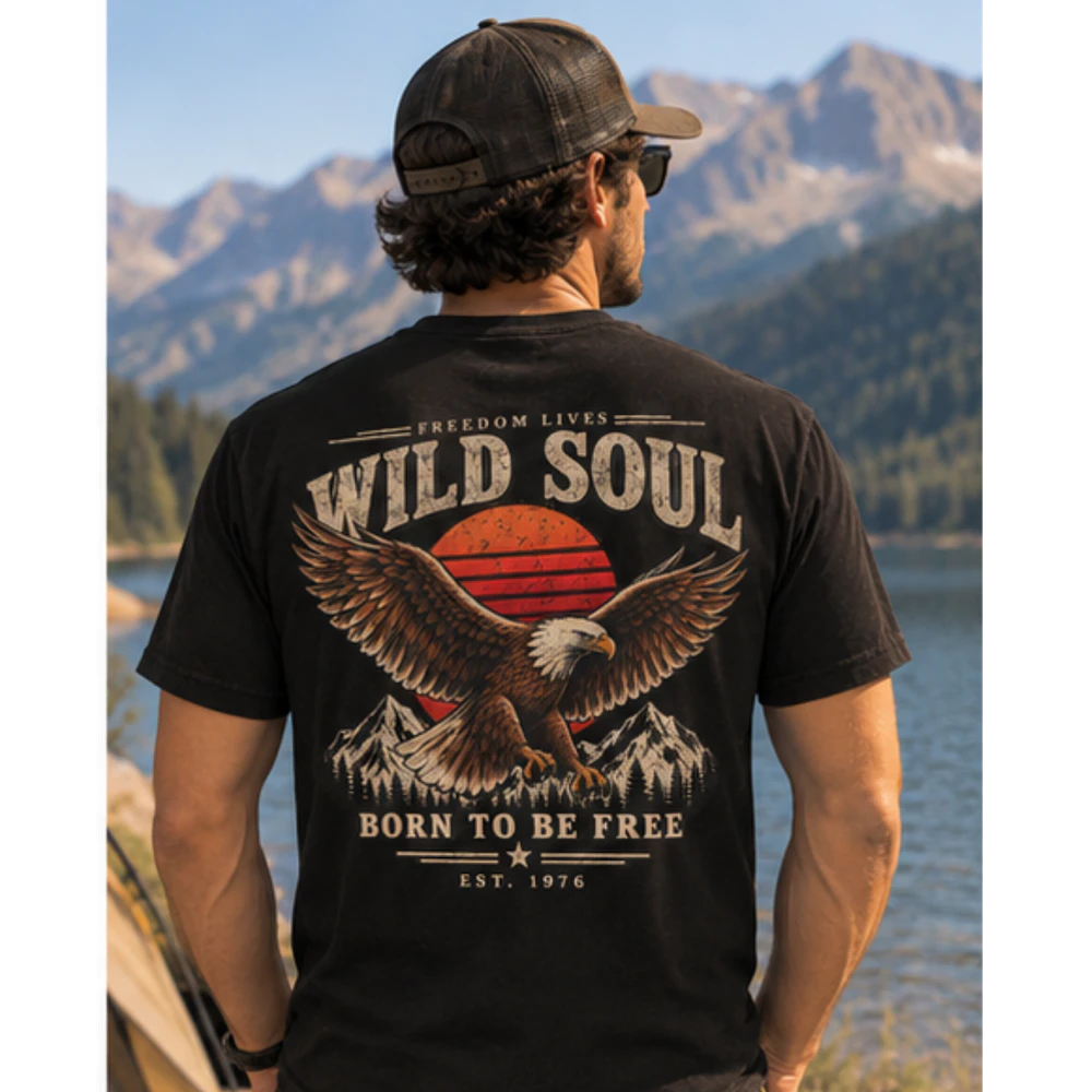 Untitled design (1)Retro Eagle Vintage T-Shirt – Wild Soul Born to Be Free