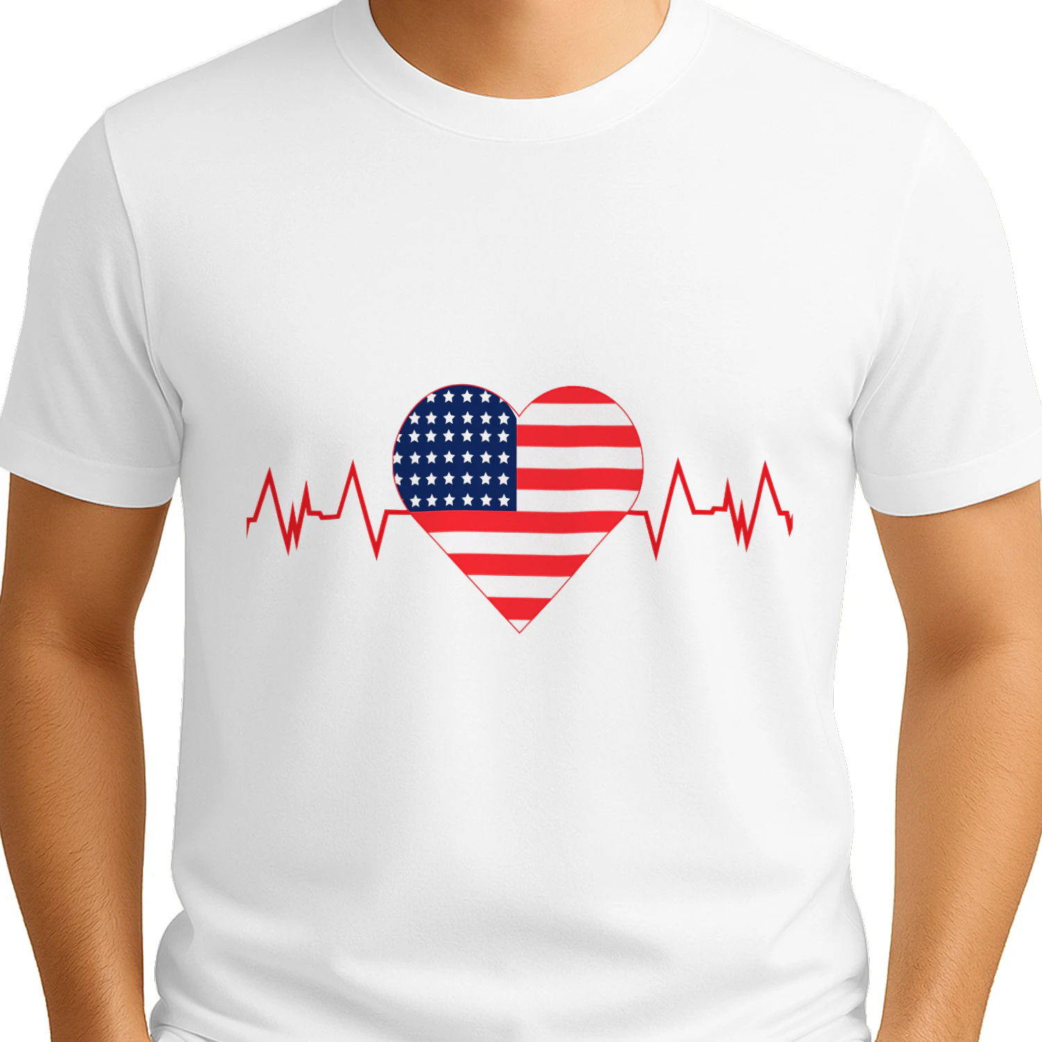 American Flag Heartbeat Patriotic T-Shirt