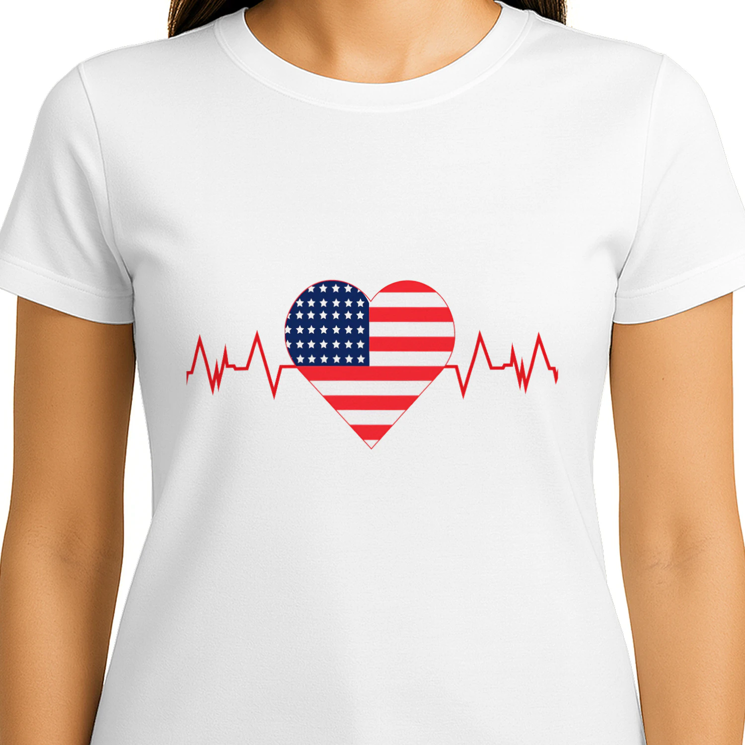American Flag Heartbeat Patriotic T-Shirt