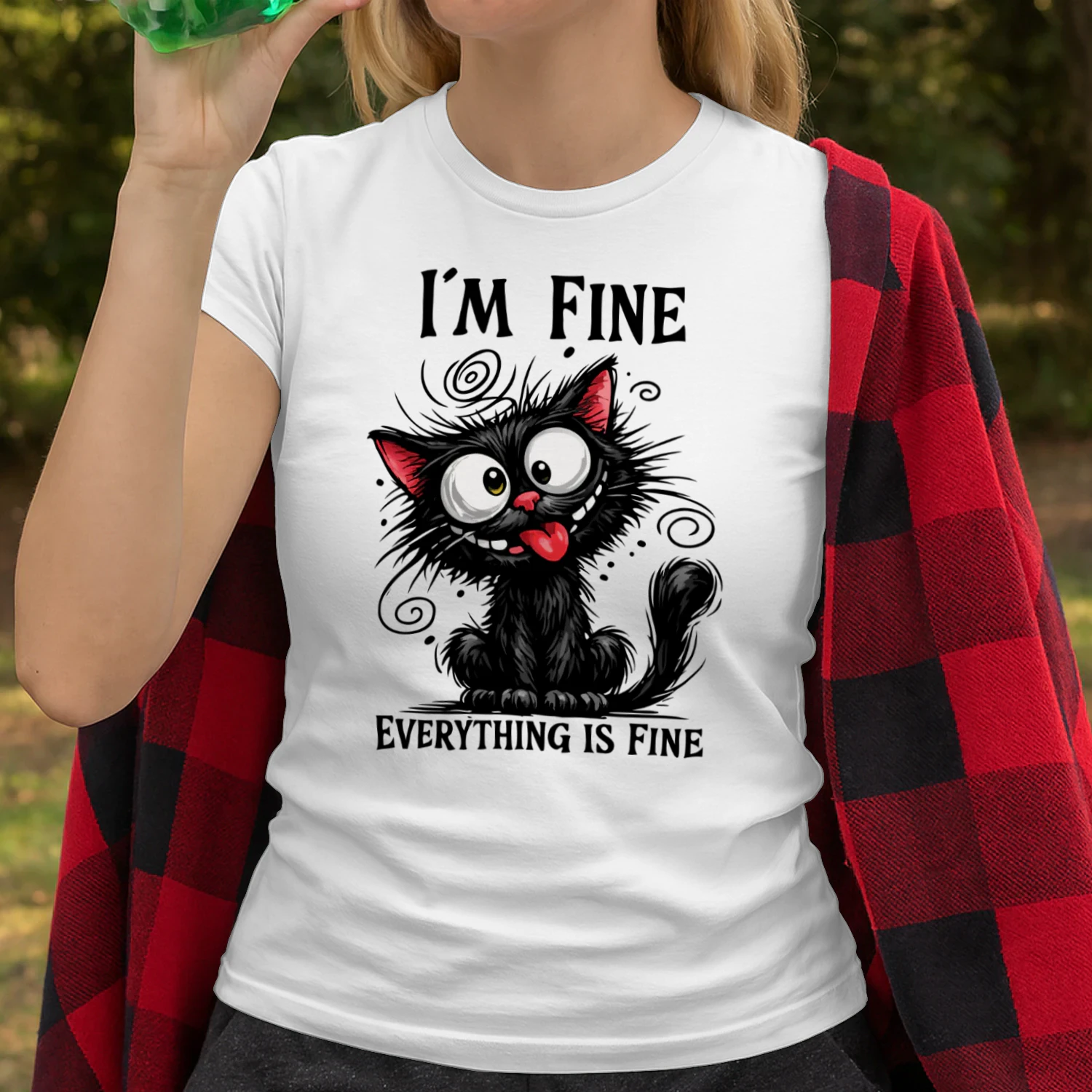 Funny Black Cat T‑Shirt – Cute Cartoon Cat with Silly Face – Humorous Pet Lover Tee for Cat Moms & Cat Dads – Cute Animal Graphic Shirt