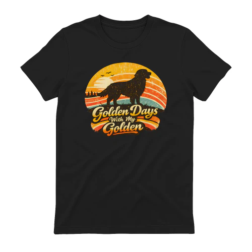 Golden Days With My Golden Shirt – Retro Sunset Golden Retriever Tee, Dog Dad & Dog Mom Gift, Vintage Pet Lover Apparel