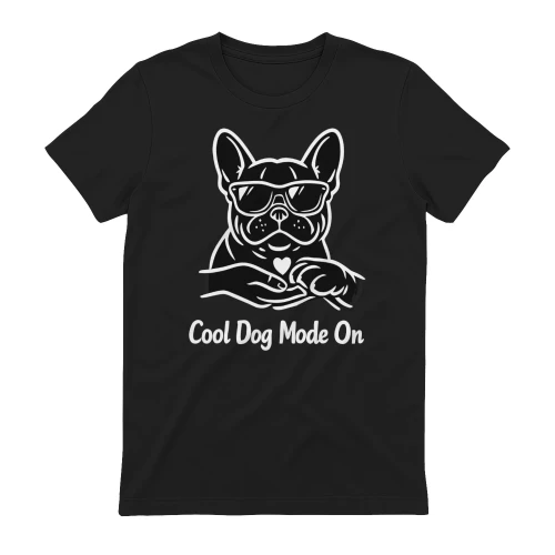 Cool Dog Mode On French Bulldog Shirt – Funny Minimalist Dog Lover Tee, Frenchie Mom Gift, Sunglasses Dog Graphic