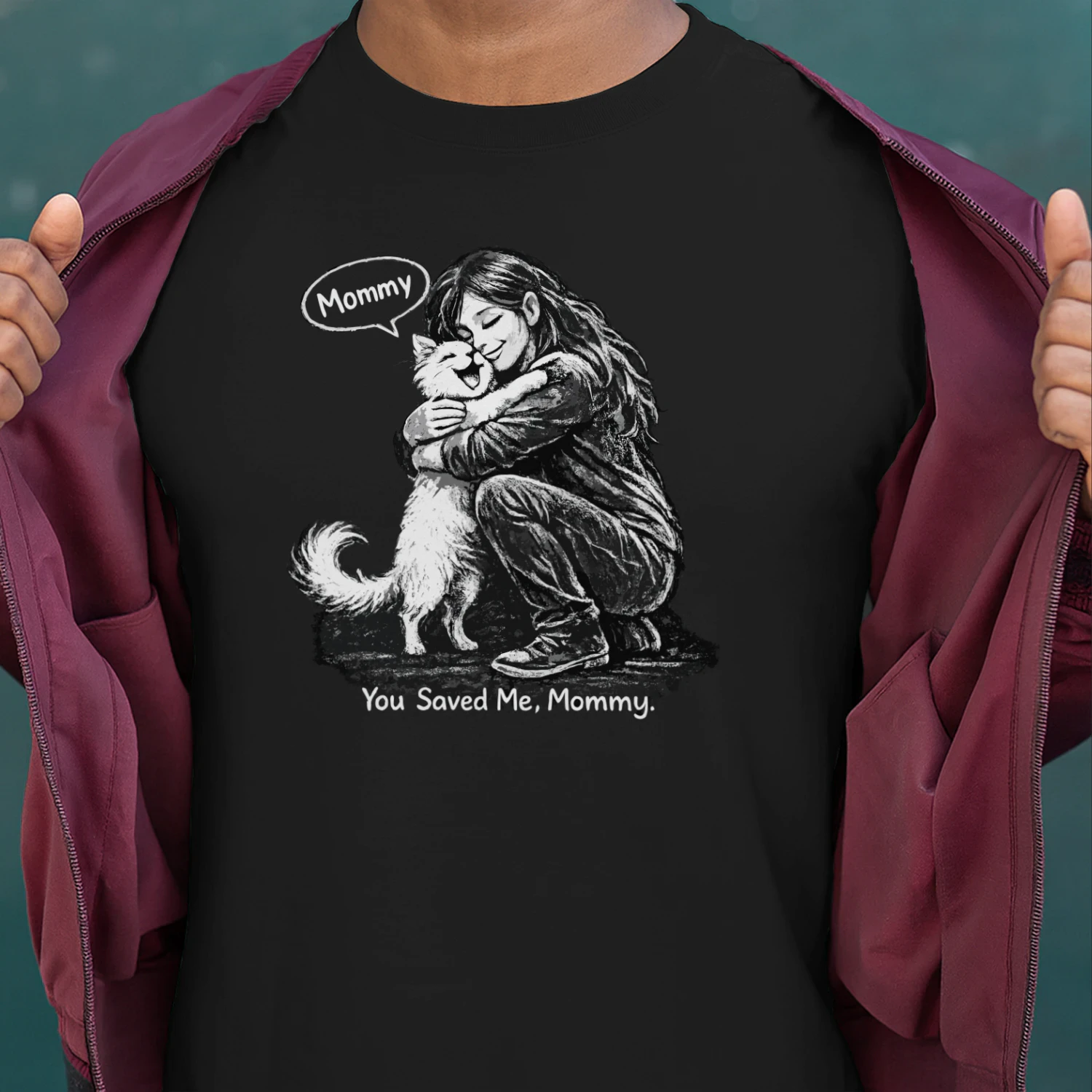 You Saved Me Mommy – Cat Rescue Love T‑Shirt for Pet Moms