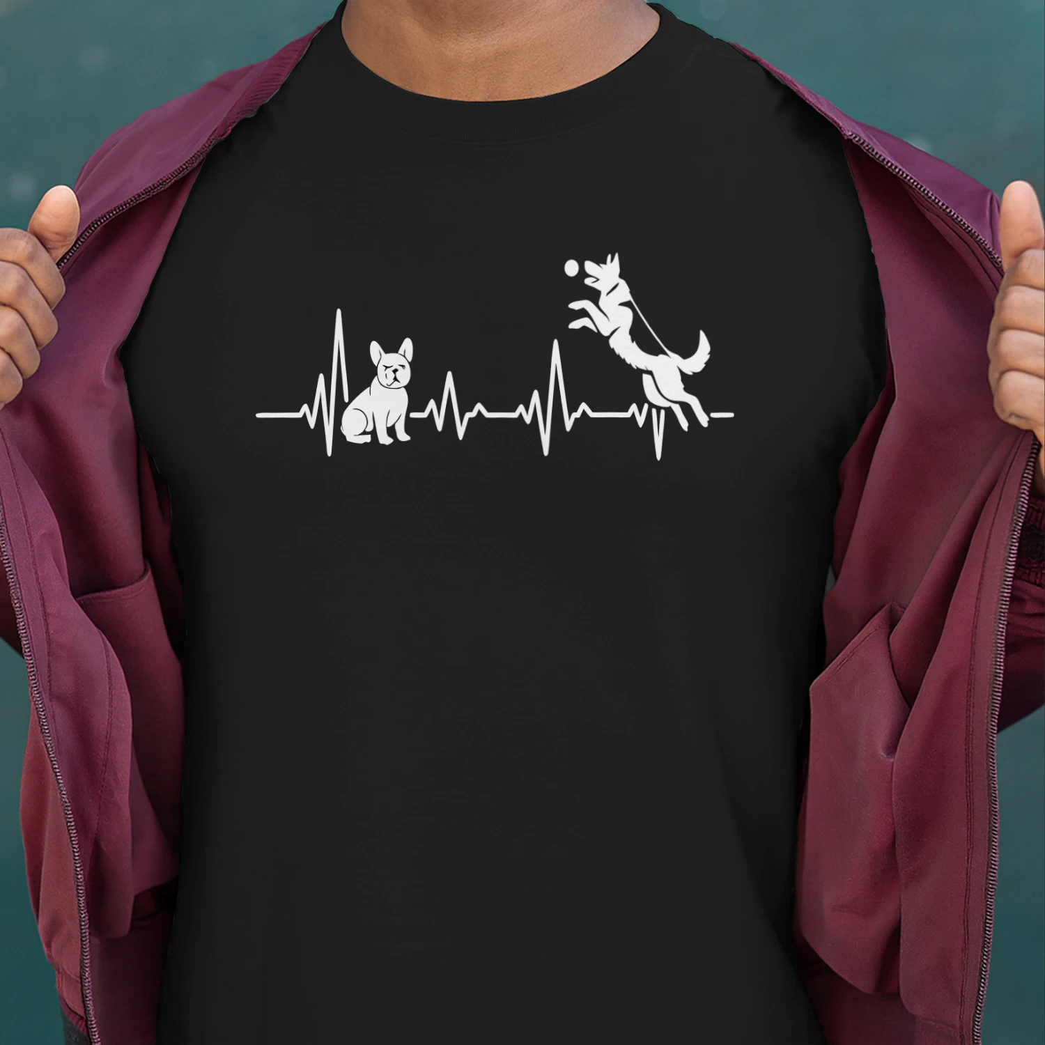Frenchie Heartbeat Shirt – Minimalist ECG French Bulldog Tee, Dog Lover Gift, Frenchie Mom & Dad Apparel