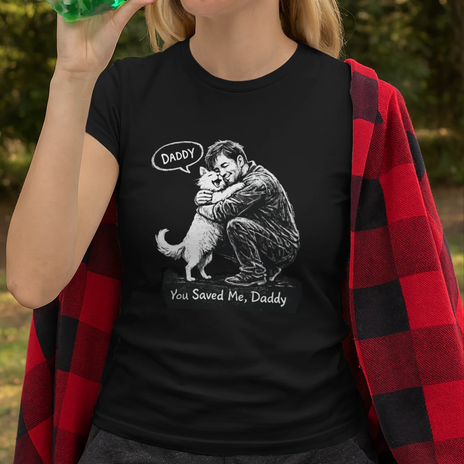 You Saved Me Daddy – Cat Rescue Emotional T‑Shirt Design