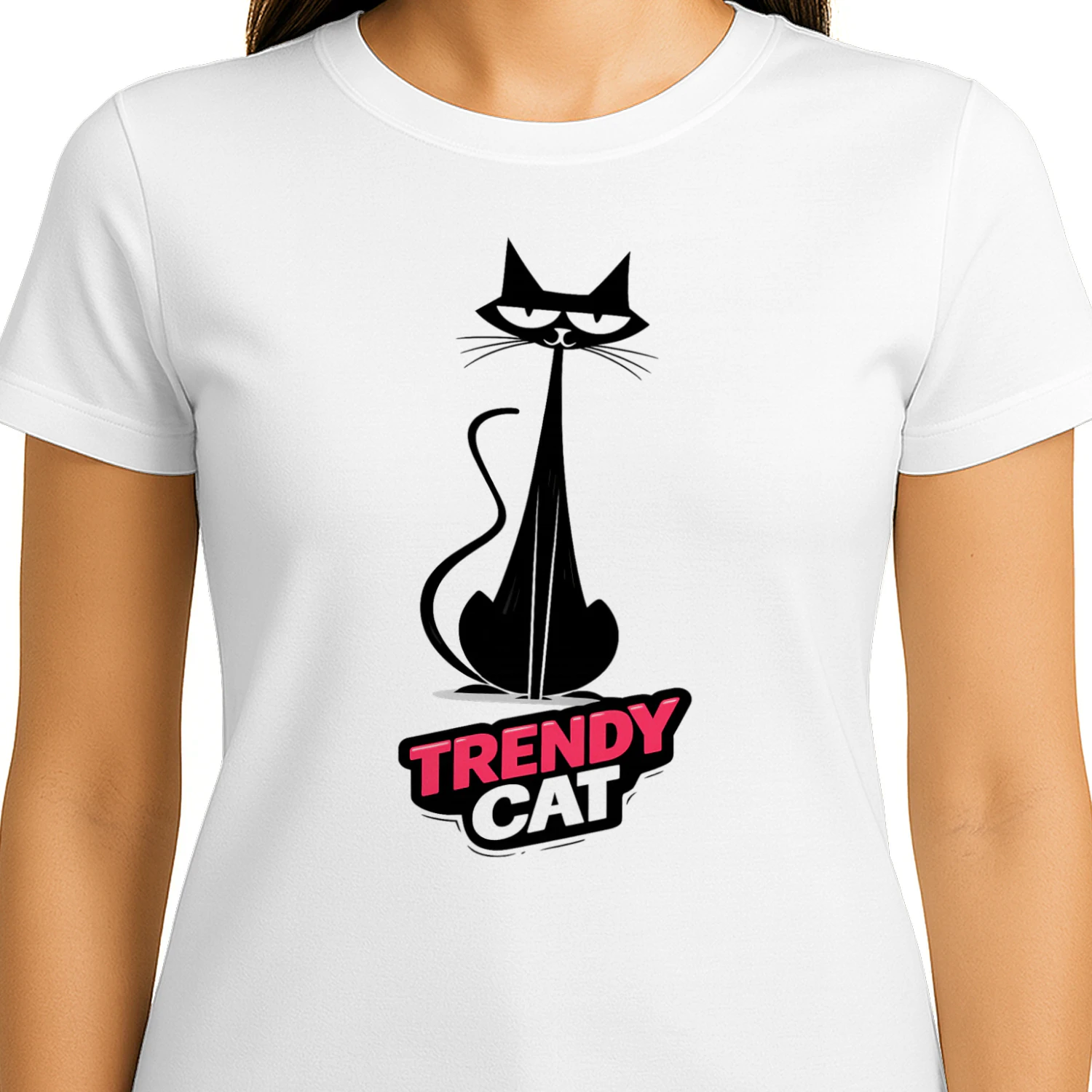 Trendy Cat Shirt – Minimalist Aesthetic Cat Tee, Fashion Cat Graphic, Cute Modern Cat Lover Apparel