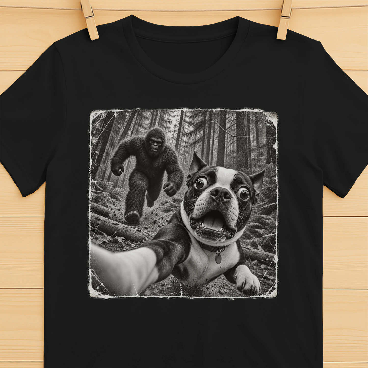 Funny Boston Terrier Dog Bigfoot