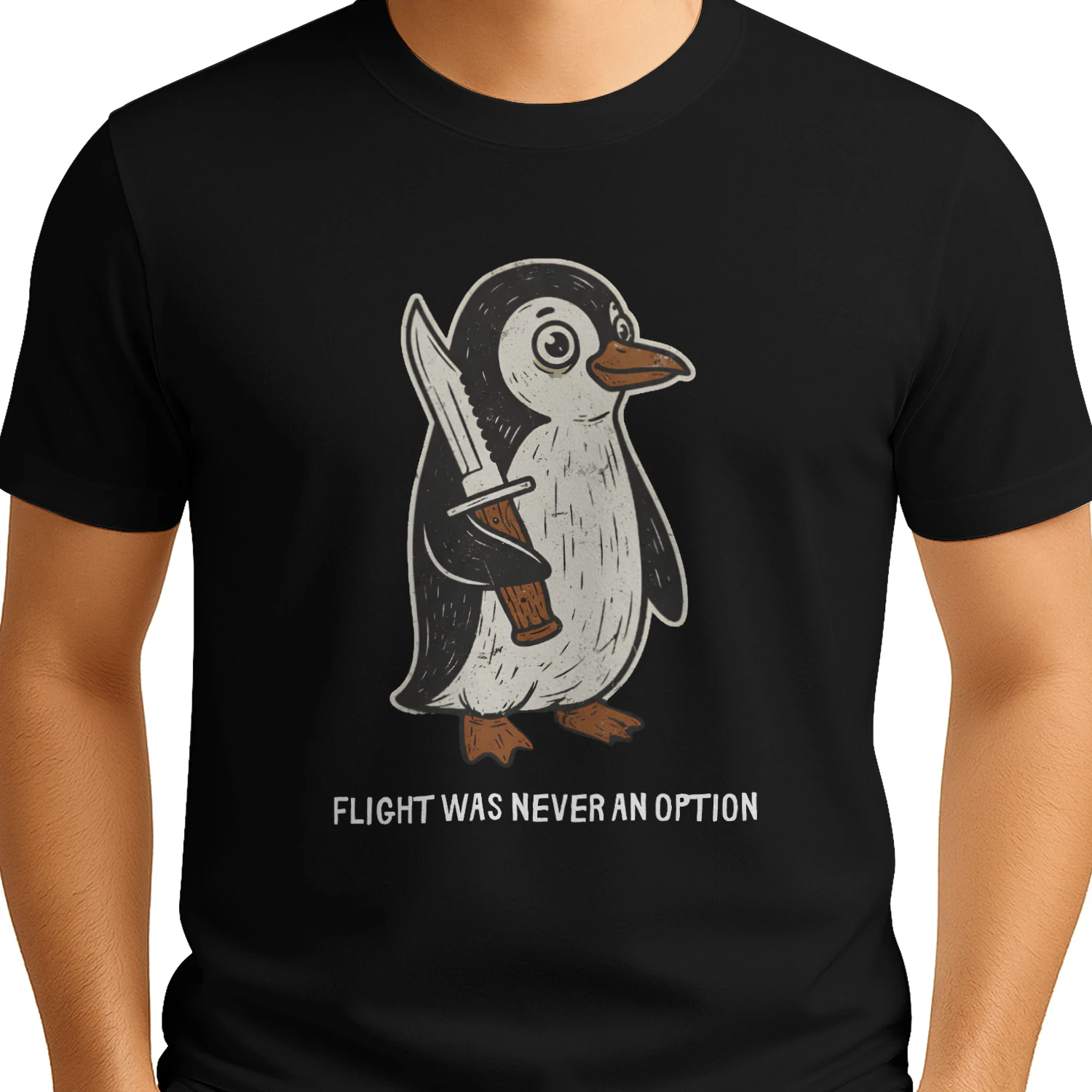 Flight Was Never An Option Shirt, Funny Penguin Knife Tee.