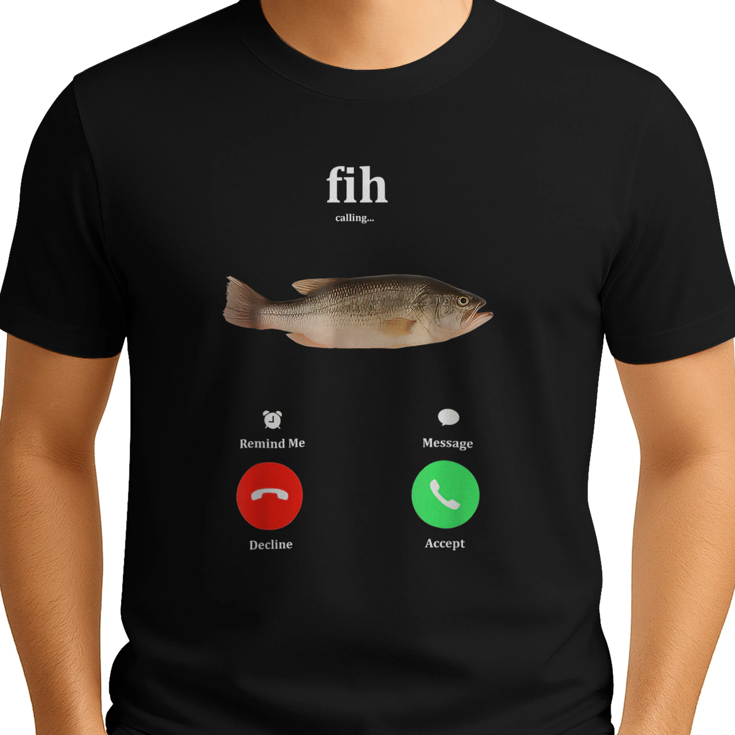 Fih Calling Remind me Message Decline Accept Phone Call Fish Unisex T-Shirt