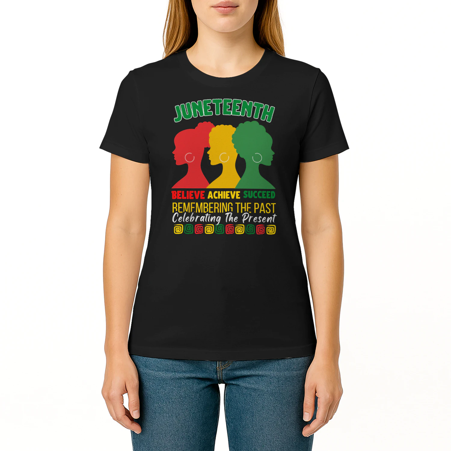 Juneteenth Pride Bold Afro Silhouette Empowerment Art Classic Women's T-shirt