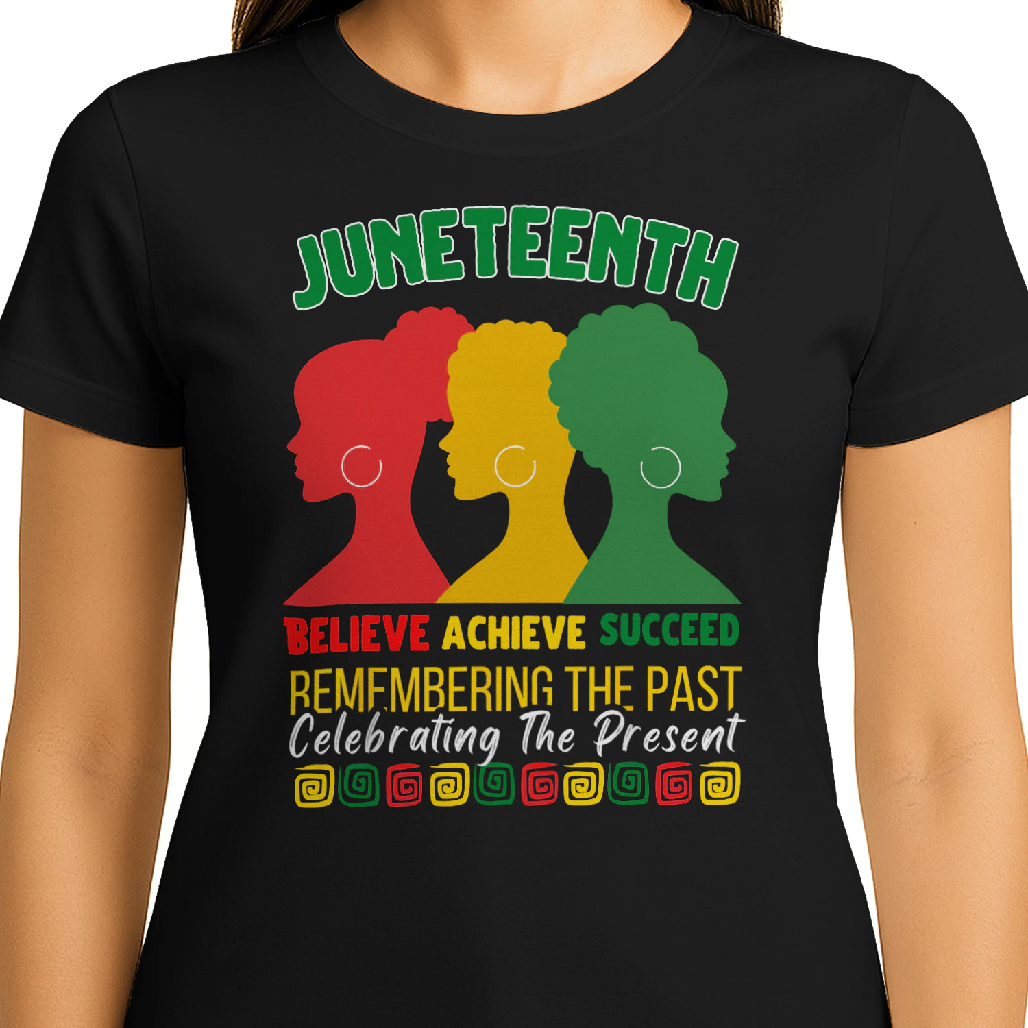 Juneteenth Pride Bold Afro Silhouette Empowerment Art Classic Women's T-shirt