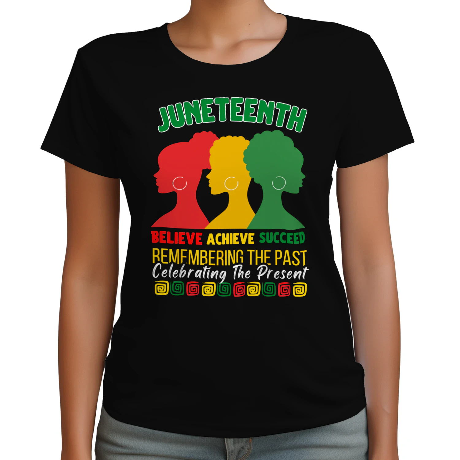 Juneteenth Pride Bold Afro Silhouette Empowerment Art Classic Women's T-shirt