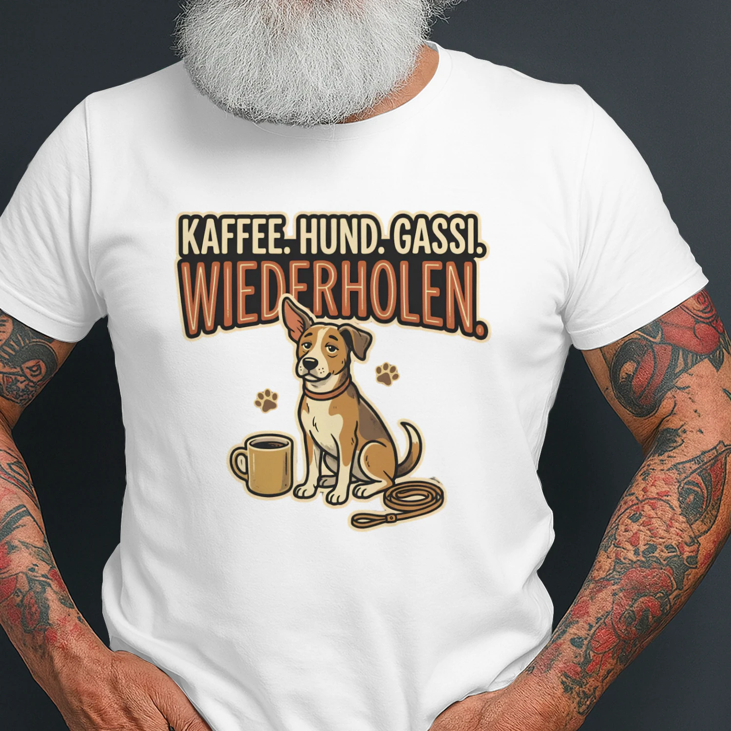 KAFFEE. HUND. GASSI. WIEDERHOLEN.