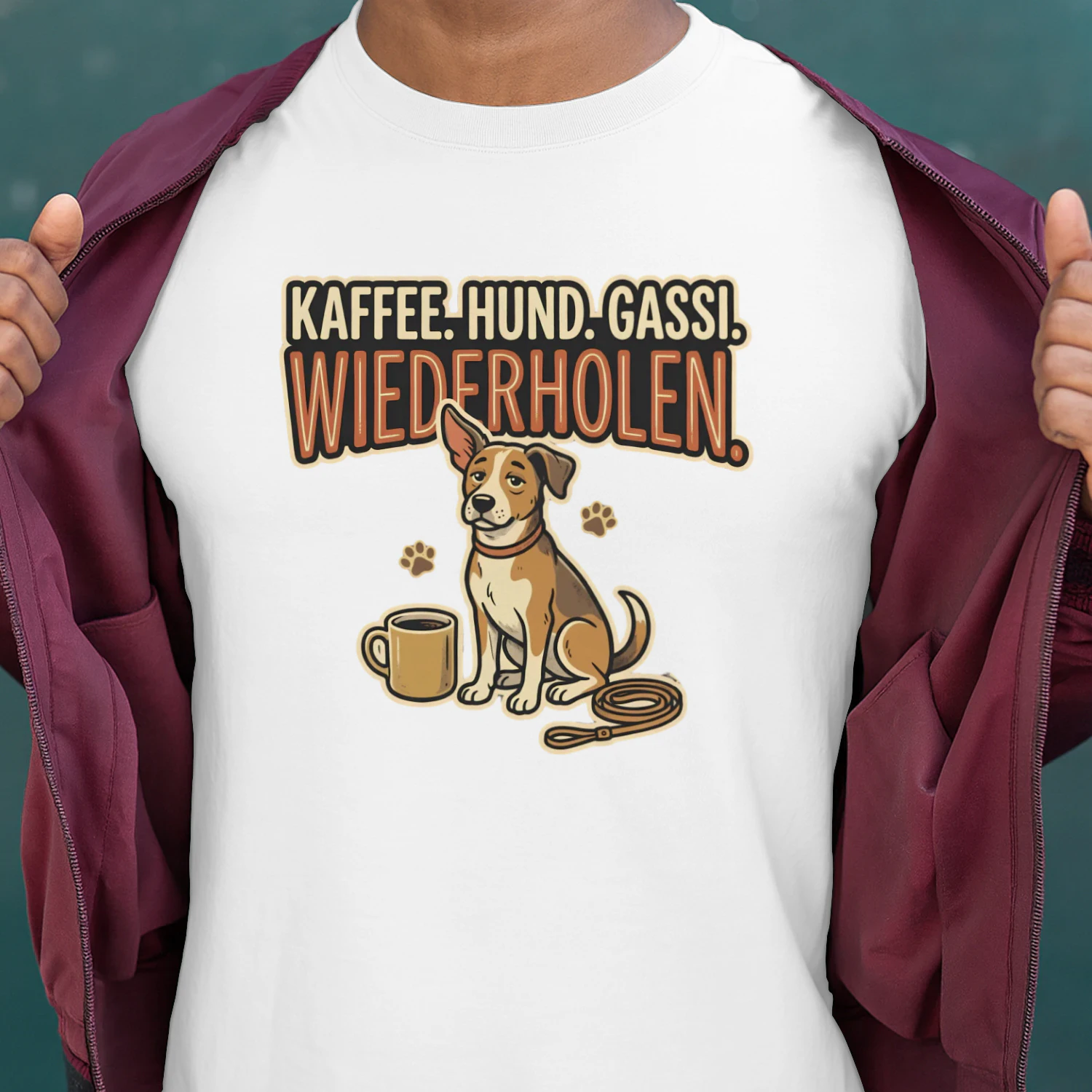 KAFFEE. HUND. GASSI. WIEDERHOLEN.