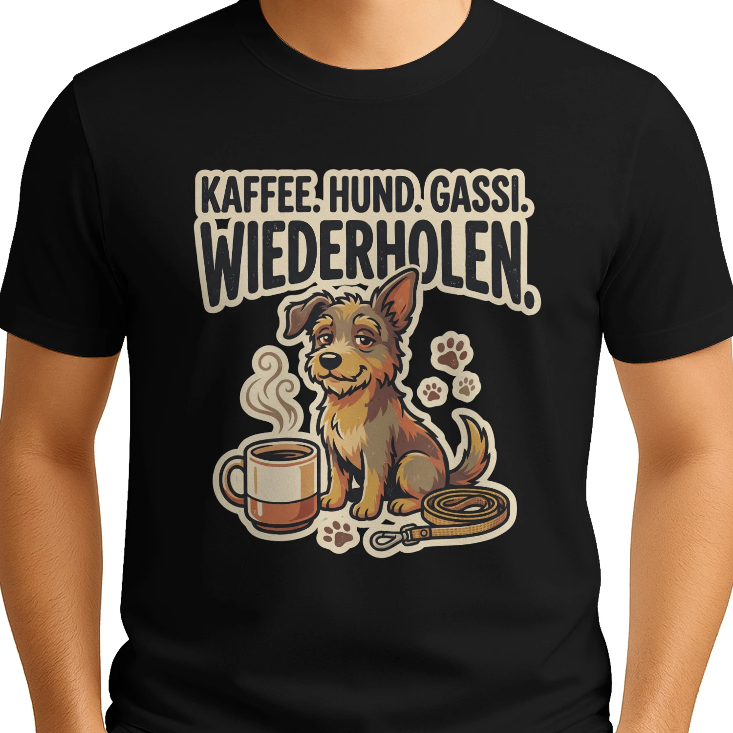 KAFFEE. HUND. GASSI. WIEDERHOLEN.