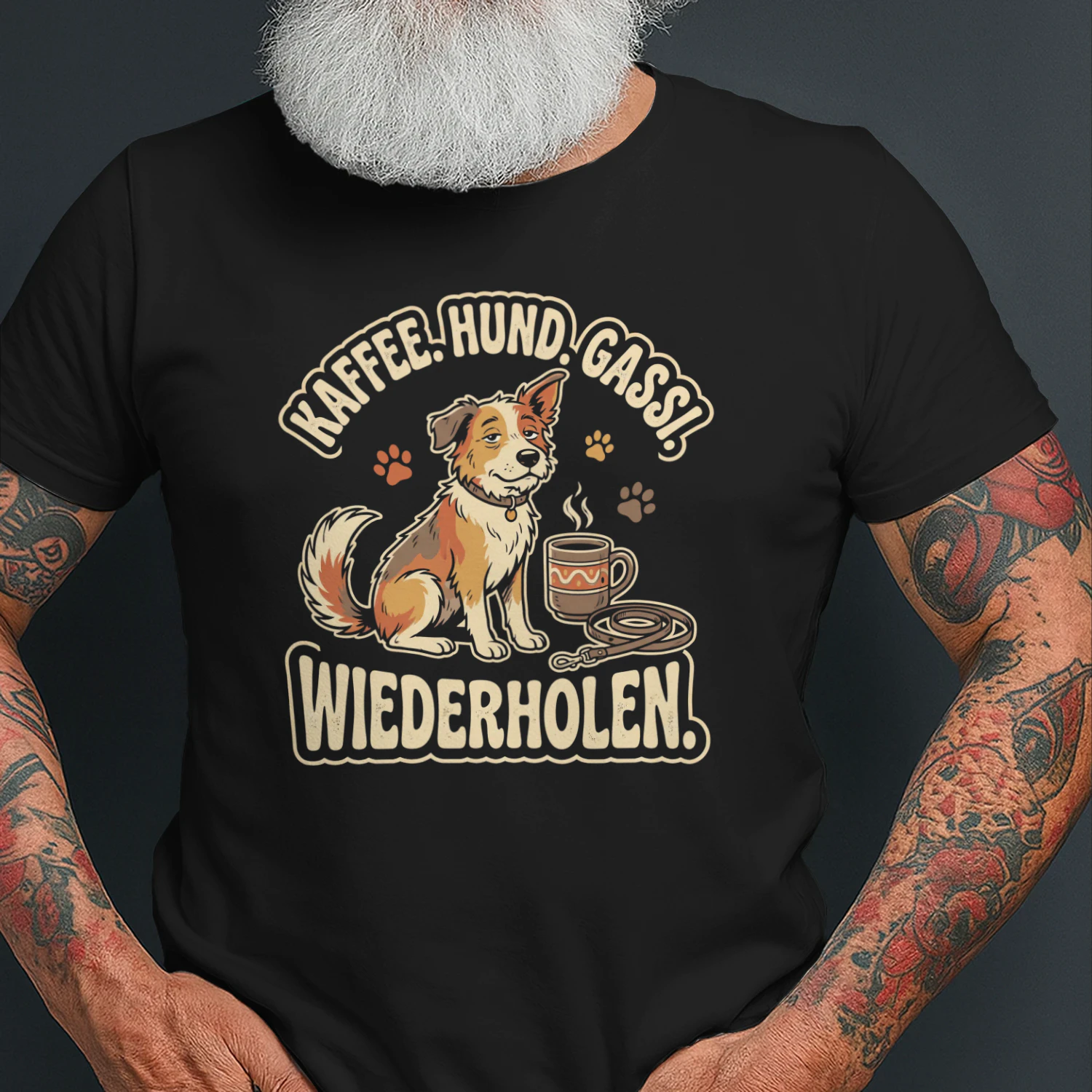 KAFFEE. HUND. GASSI. WIEDERHOLEN.